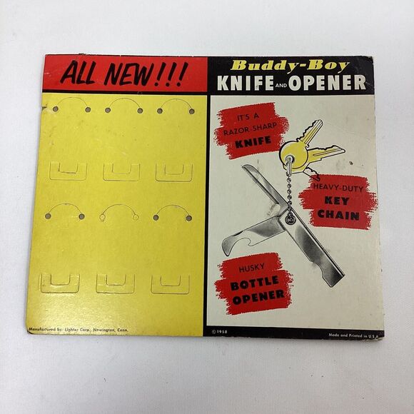 Vintage 1958 Advertising Buddy Boy Cardboard Knife Display 10" x 8-1/2" - Picture 1 of 10